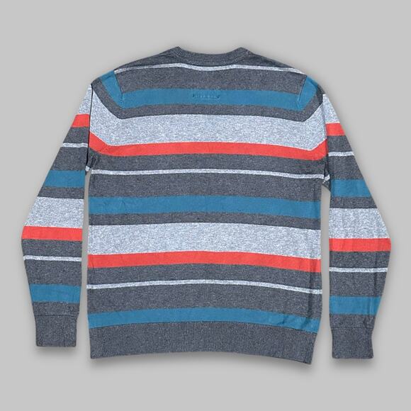 Vans Striped Crewneck Pullover Sweater Men’s Medium – Gray, Blue & Red - Picture 2 of 4